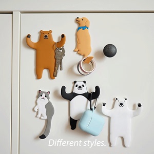 入户玄关钥匙挂钩个性创意熊猫冰箱贴实用门后装饰强力粘钩家用
