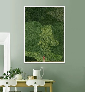 家居装饰画轻奢北欧进口绿色个性沙发背景画清新带框创意卧室挂画
