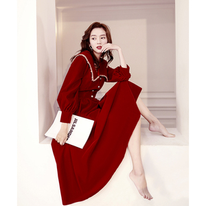 高端红色晚礼服成人礼礼服适合订婚穿的连衣裙参加婚礼服装女年会