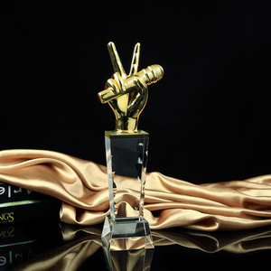 创意金属麦克风话筒音符奖杯 唱歌比赛好声音冠军奖杯k歌之王奖品