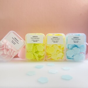 旅行洗手片纸外出肥皂纸一次性便携式学生花瓣皂片香皂纸颜色随机
