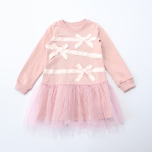 女童110-160洋气连衣裙春季新款儿童卫衣粉色立体蝴蝶结连衣纱裙