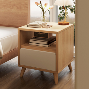 床头柜卧室简约现代简易收纳柜小型床尾储物柜家用实木质床边柜子