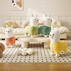 小羊驼凳子儿童网红动物坐凳家用客厅摆件可爱卡通换鞋凳沙发凳子
