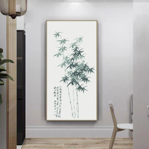 新中式竹报平安郑板桥装饰画竹子入户玄关客厅茶室挂画禅意书法画