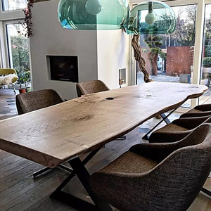 北欧原木餐桌大板茶桌loft工业风办公桌会议桌长桌实木桌子工作台