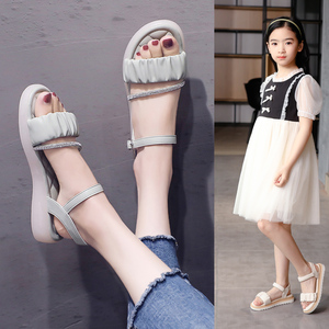 女童凉鞋2022新款时尚女孩公主凉鞋学生夏季休闲鞋软底配裙子罗马