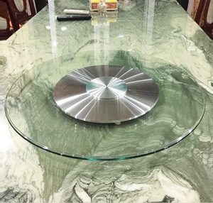 餐桌转盘钢化玻璃家用圆桌饭台带旋转饭桌园台面底座餐厅桌子圆盘