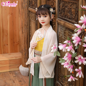 女童汉服中国风夏季新款古装三件套女孩宋裤洋气雪纺儿童大袖衫