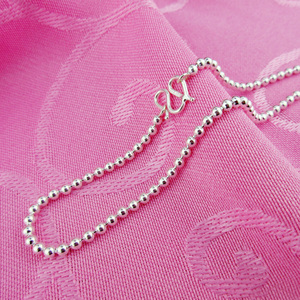 圆珠链S990纯银项链女足银串珠银链子粗细长款毛衣链时尚百搭韩版