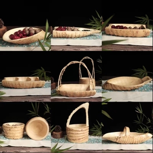 天然竹根水果盘果篮日式家用根雕网红餐具盘茶点盘创意竹制工艺品