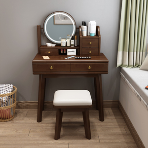 北欧实木梳妆台卧室收纳柜一体化现代简约网红轻奢小型迷你化妆桌