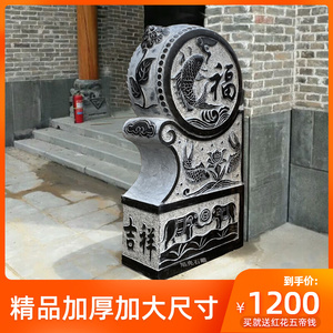 石鼓门墩抱鼓石一对家用青石仿古别墅门口摆件曲阳石雕门鼓石墩