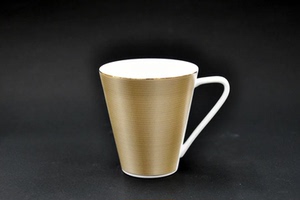 nikko 日光 日本制 横纹香槟 骨瓷杯水杯咖啡杯早餐马克杯 360ml