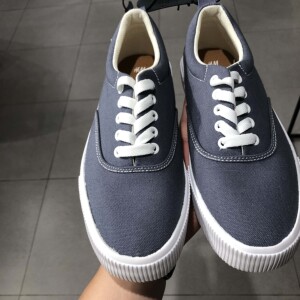 hm男士休闲鞋正品国内代购8月新品经典低帮帆布鞋小白鞋 0601728