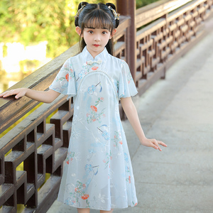 女童夏装连衣裙2024新款儿童中国风改良旗袍中大童洋气女孩公主裙