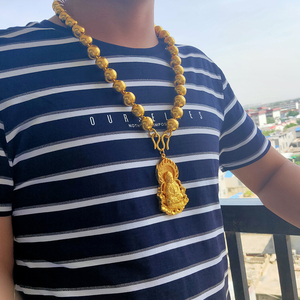 9999黄金项链男士佛珠金链子足金包银空心纯金圆珠大金链子不掉色