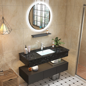 大理石浴室柜双层卫浴智能卫生间洗漱台现代简约厕所洗脸洗手盆柜