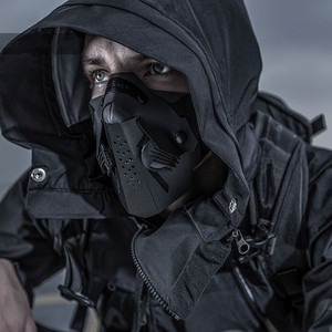 赛博朋克风机能风面罩暗黑下半脸忍者战术面具黑色防尘防雾霾周边