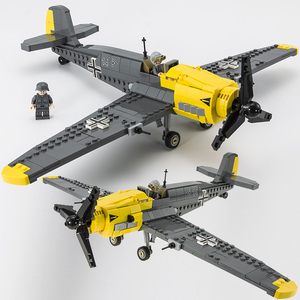 兼容乐高bf109螺旋桨飞机p40海盗战斗机毛驴喷气式轰炸机拼装积木