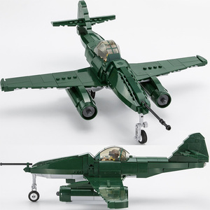 兼容乐高me262喷气式飞机老式战斗机bf109伊尔攻击机军事拼装积木