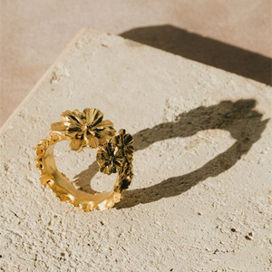 法国Goossens罂粟花戒指女欧洲小众轻奢铜镀金戒指 王子文同款