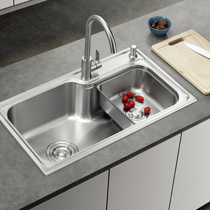 nuomi/诺米 厨房水槽304不锈钢加厚拉伸水槽单槽橱柜洗碗洗菜盘