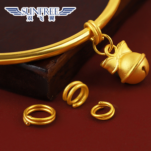 黄金足金999纯金实心小圆环百搭手链串珠配件吊坠弹簧连接环o型扣