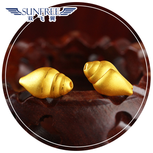 黄金个性海螺转运珠哑光手串男女3d硬金999足金背云手链配件新品