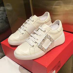 rv方扣水钻小白鞋2021秋新款女板鞋松糕厚底内增高休闲运动鞋单鞋