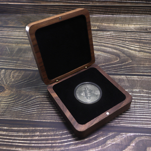 北美黑胡桃实木方形纪念币盒奖章勋章袁大头古币硬币包装收纳盒