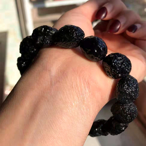 天然阿拉善黑玛瑙精工手链单圈男女生个性戈壁葡萄干石手串民族风