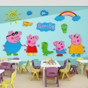 小猪佩奇幼儿园墙面装饰环创主题墙成品材料教室托管班中心布置贴