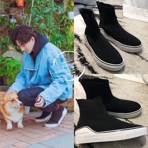 摩登兄弟刘宇宁同款鞋宁哥袜子鞋高帮袜式靴子连袜袜子靴针织弹力