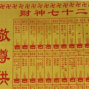 明引佛堂用品财神72香火图神仙堂拜十财神七谱二香谱图解烧香