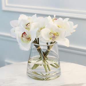 北欧小T型简约玻璃花瓶透明 圆柱花器客厅餐桌家居装饰插花花瓶摆