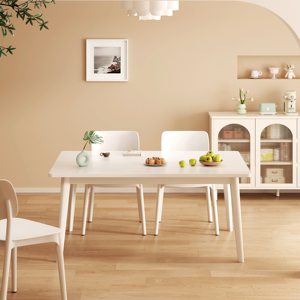 奶油风法式餐桌家用小户型桌椅组合实木腿方桌吃饭桌子一桌四椅子