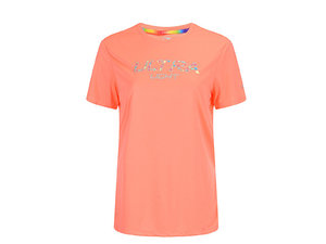 包邮吸湿排汗夏季李宁女运动生活短袖文化衫T恤背心橙色AHSJ054-1