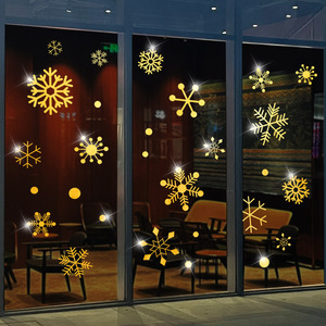 圣诞窗花雪花窗贴店铺橱窗玻璃门贴纸场景布置圣诞节装饰品静电贴