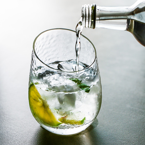 半辰 创意玻璃杯斜口锤纹耐热加厚茶杯水杯果饮杯果汁杯牛奶杯子