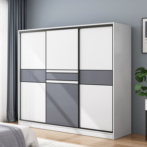 移门大衣柜家用卧室推拉门仿实木柜子简易简约现代小户型三门衣橱