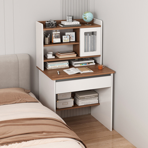 小户型书桌书架一体窄电脑桌家用学生书柜卧室儿童学习写字台桌子