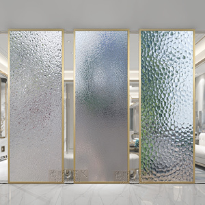 订制现代压花艺术玻璃隔断屏风客厅装饰雕刻磨砂工艺简约玄关轻奢