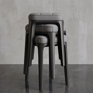 家用加厚塑料凳子现代简约可叠放备用胶凳子高级餐厅方凳商用椅子