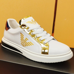 新款阿玛尼男鞋气垫小白鞋透气休闲运动鞋男真皮低帮板鞋韩版潮鞋