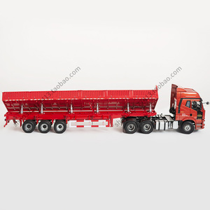 1:24仿真侧翻自卸半挂车模型定制厢式骨架集装箱运输重型货柜摆件