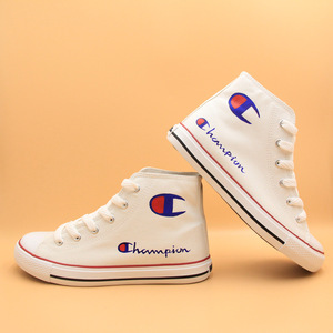 回力女鞋秋季高帮手绘冠军联名休闲经典白色前系带平跟厚底帆布鞋