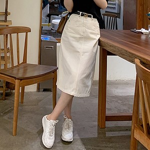 韩国开叉牛仔半身裙女夏季2024年新款高腰显瘦a字包臀中长款半裙
