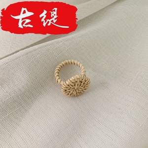 饰女网红东大门藤编草编沙滩戒指度假编织指环百手工个性韩国搭手