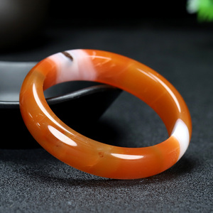 正品天然四川凉山南红玛瑙红手镯女原矿玉镯子带证书内径54mme76